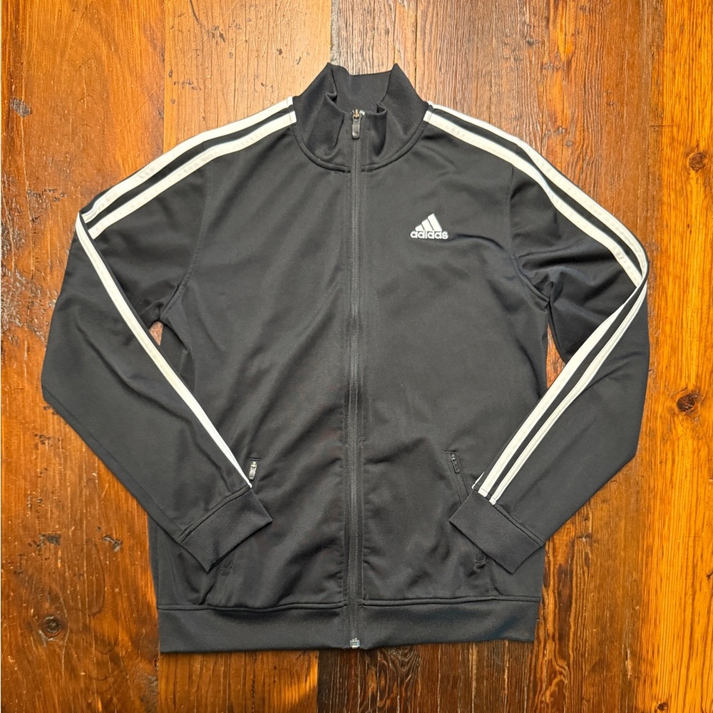 Adidas Black Jacket with White Stripes (youth large)